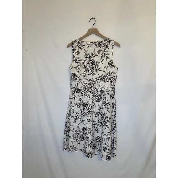 Ann Taylor Brown Ivory Floral Linen Dress Size 8 - Picture 2 of 3